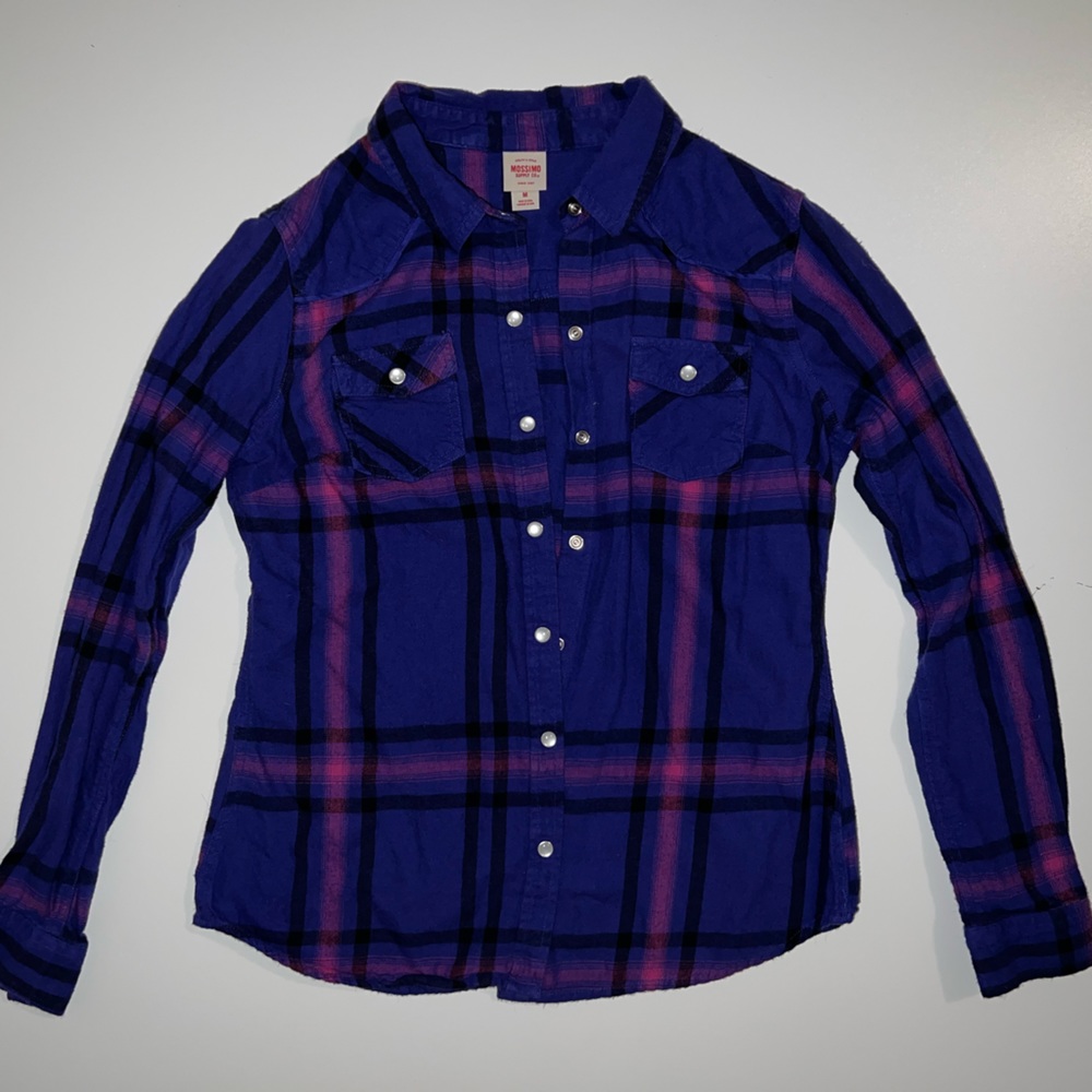Mossimo Medium Purple Plaid Button Down Shirt